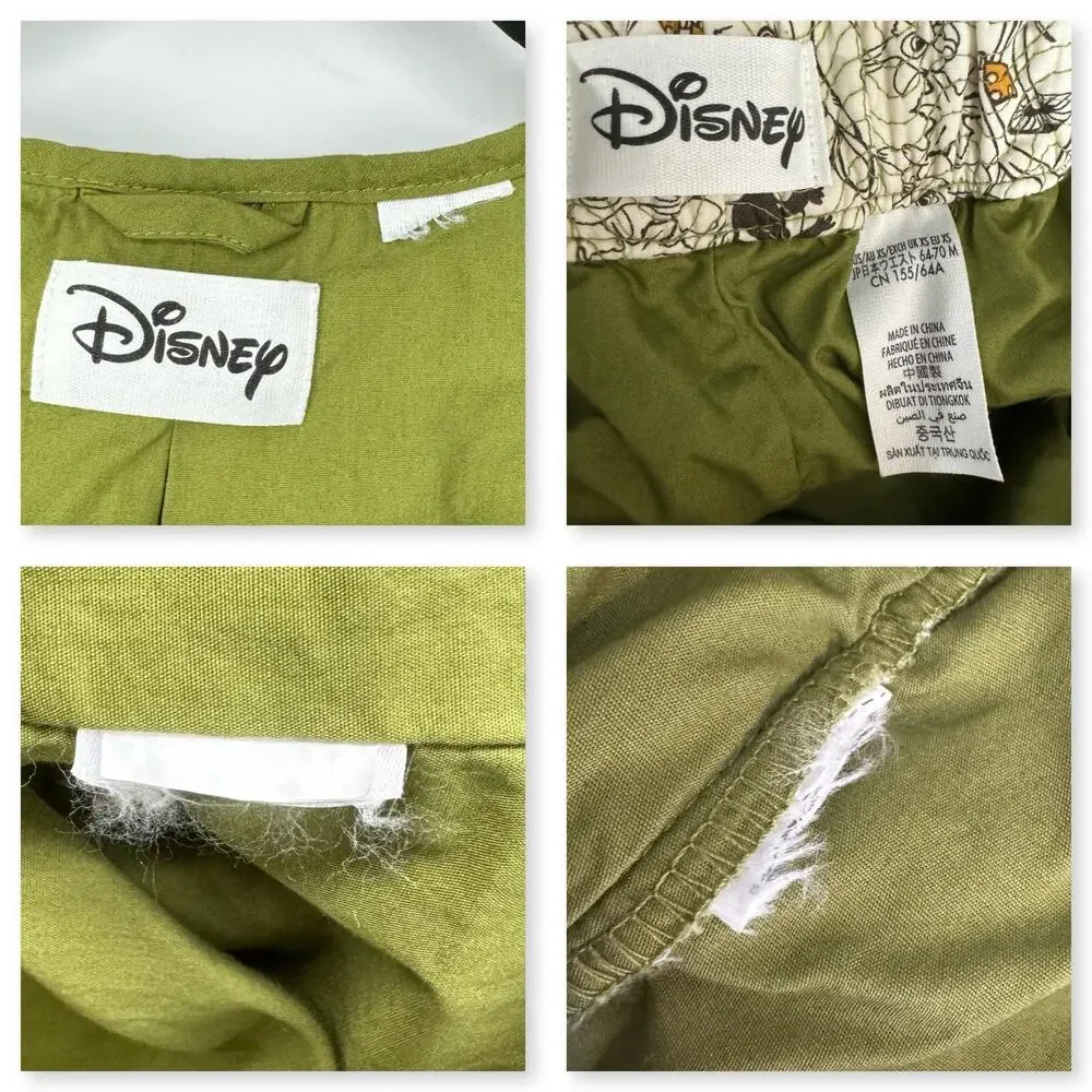 Disney Bambi Quilted Matching Set XS Woodland Print Flower Thumper‎ Green